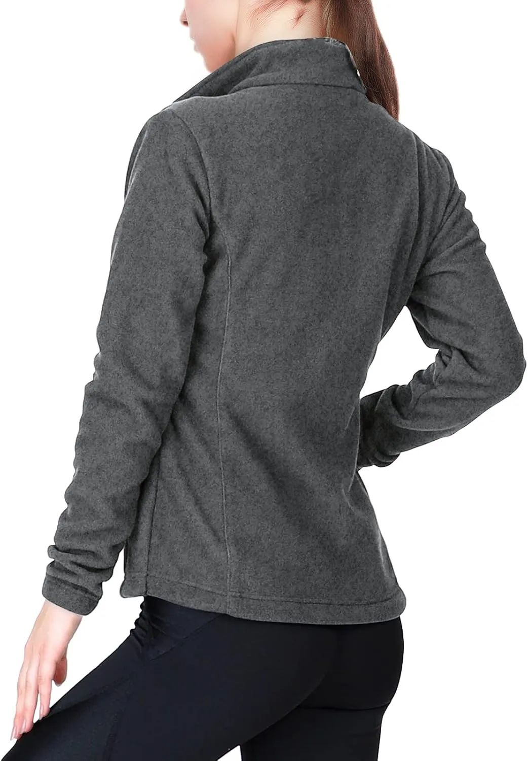 33,000ft Women's Zip Up Fleece Jacket, Long Sleeve Warm Soft Polar Lightweight Coat with Pockets for Winter