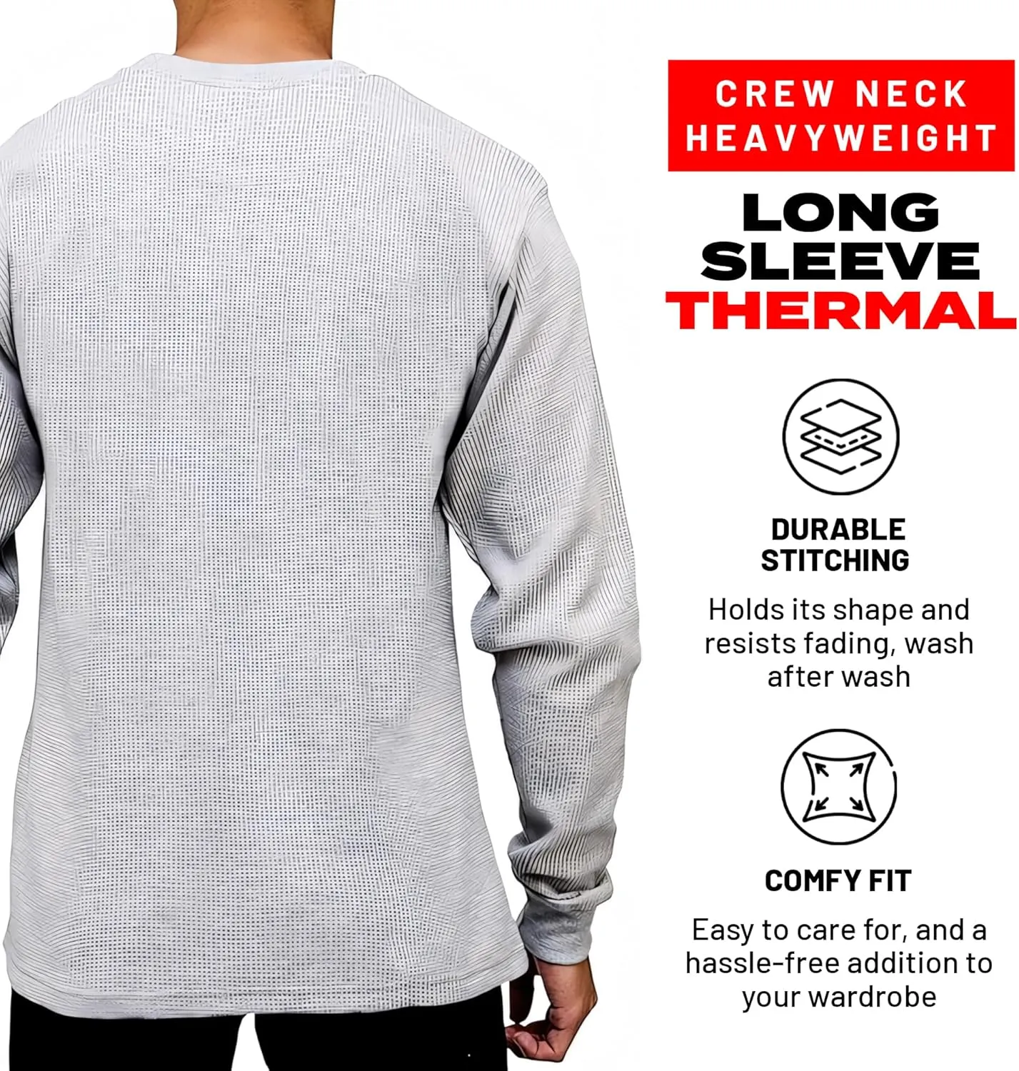 Access Heavyweight Crew Neck Thermal Shirts for Men, Crafted from Rugged Waffle Knit Fabric, Men's Thermal Long Sleeve Shirt