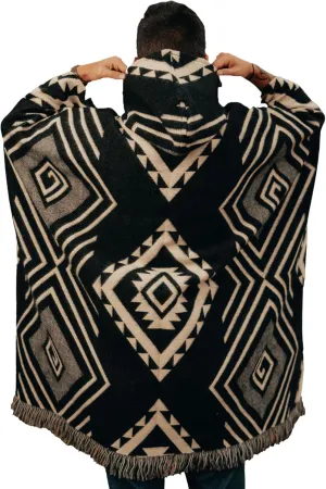 Adult Ponchos with Hood  Alpaca Wool Poncho Men  Cowboy Poncho for Men  Handmade Andean Gaban  Mexican Style Design