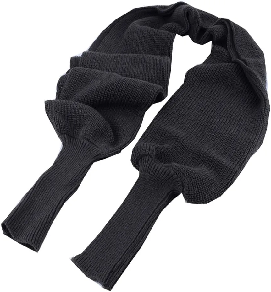 Autumn Winter Warm Knitted Crochet Scarf Wrap Shawl Cape with Sleeves Blanket for Women Fashion
