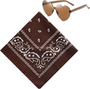 Bandana with Heart Sunglasses, Disco Cowgirl Bachelorette Paisley Scarf for Men Women