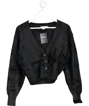 Good American Black Fuzzy Cardigan UK S