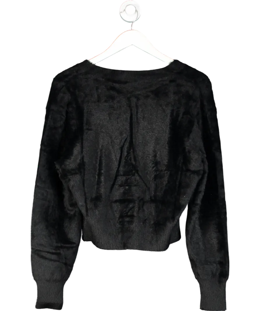 Good American Black Fuzzy Cardigan UK S