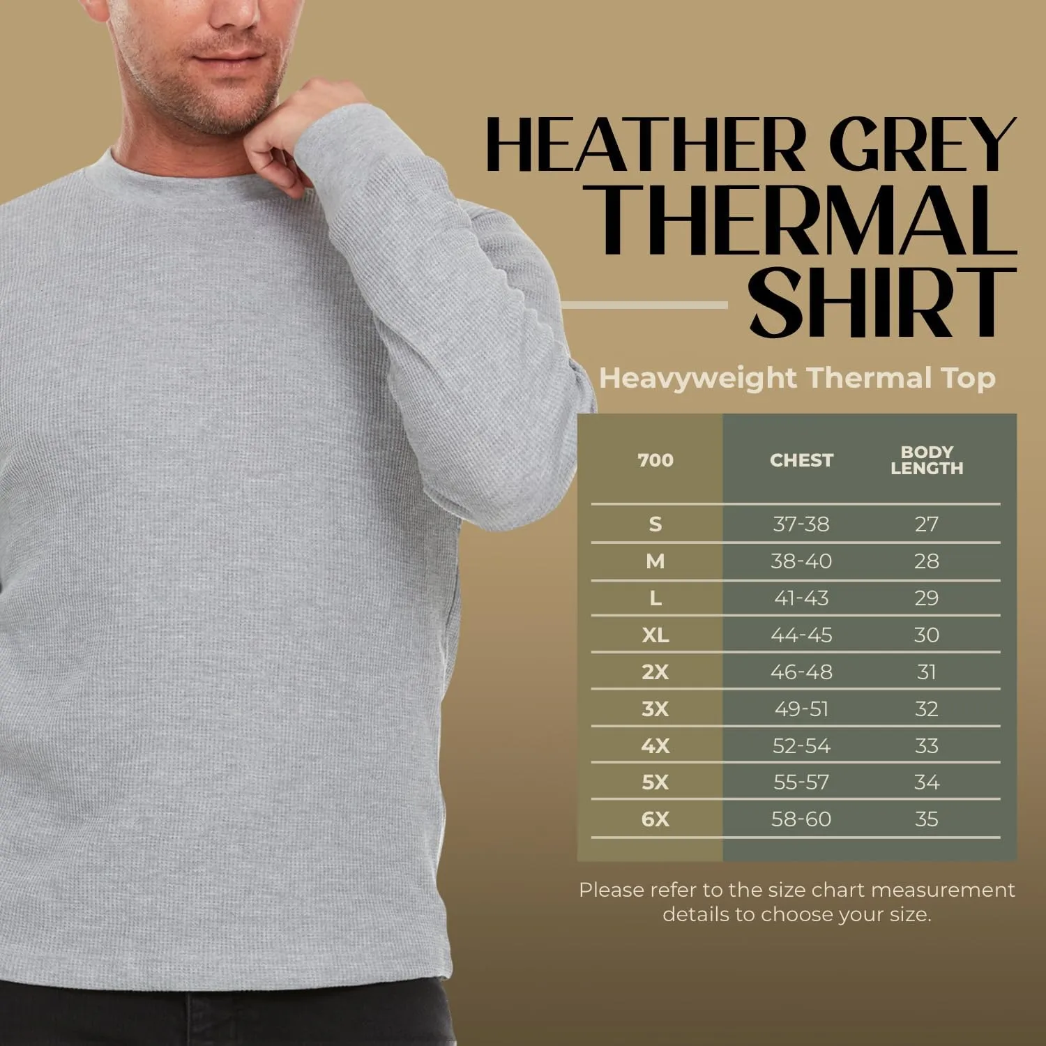 JMR Mens Heavyweight Waffle Thermal Shirt - 100% Cotton Long Sleeve - Wear as Base Layer or Standalone - Warm & Breathable