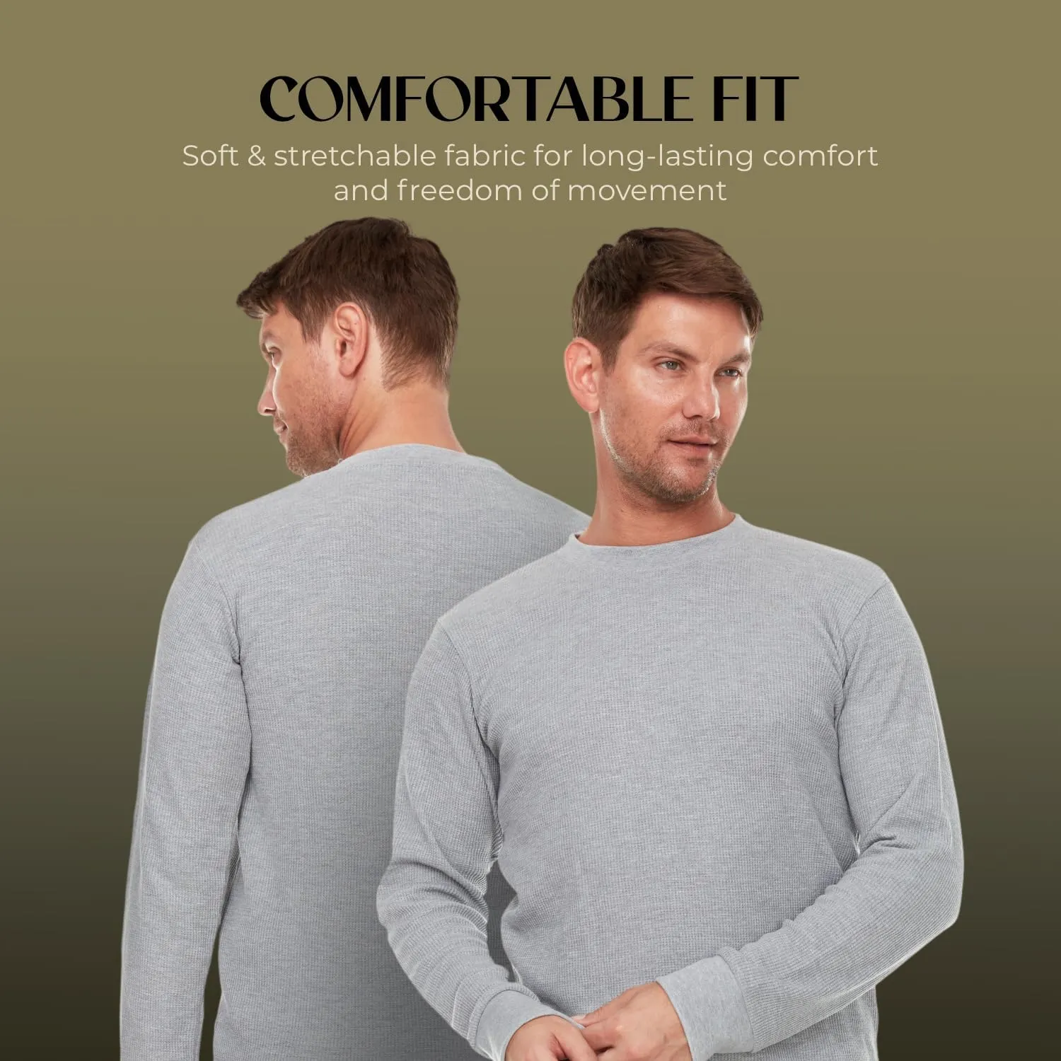 JMR Mens Heavyweight Waffle Thermal Shirt - 100% Cotton Long Sleeve - Wear as Base Layer or Standalone - Warm & Breathable