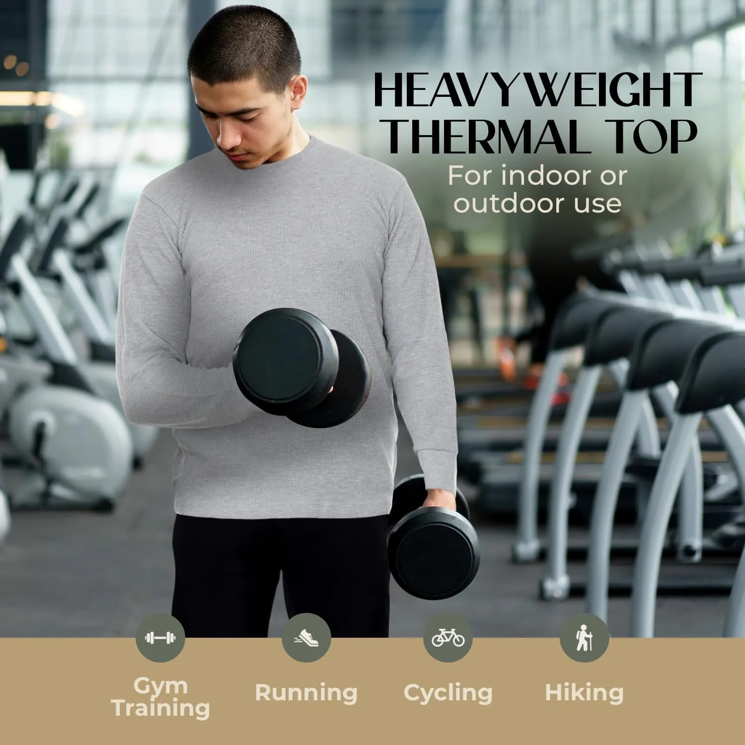 JMR Mens Heavyweight Waffle Thermal Shirt - 100% Cotton Long Sleeve - Wear as Base Layer or Standalone - Warm & Breathable