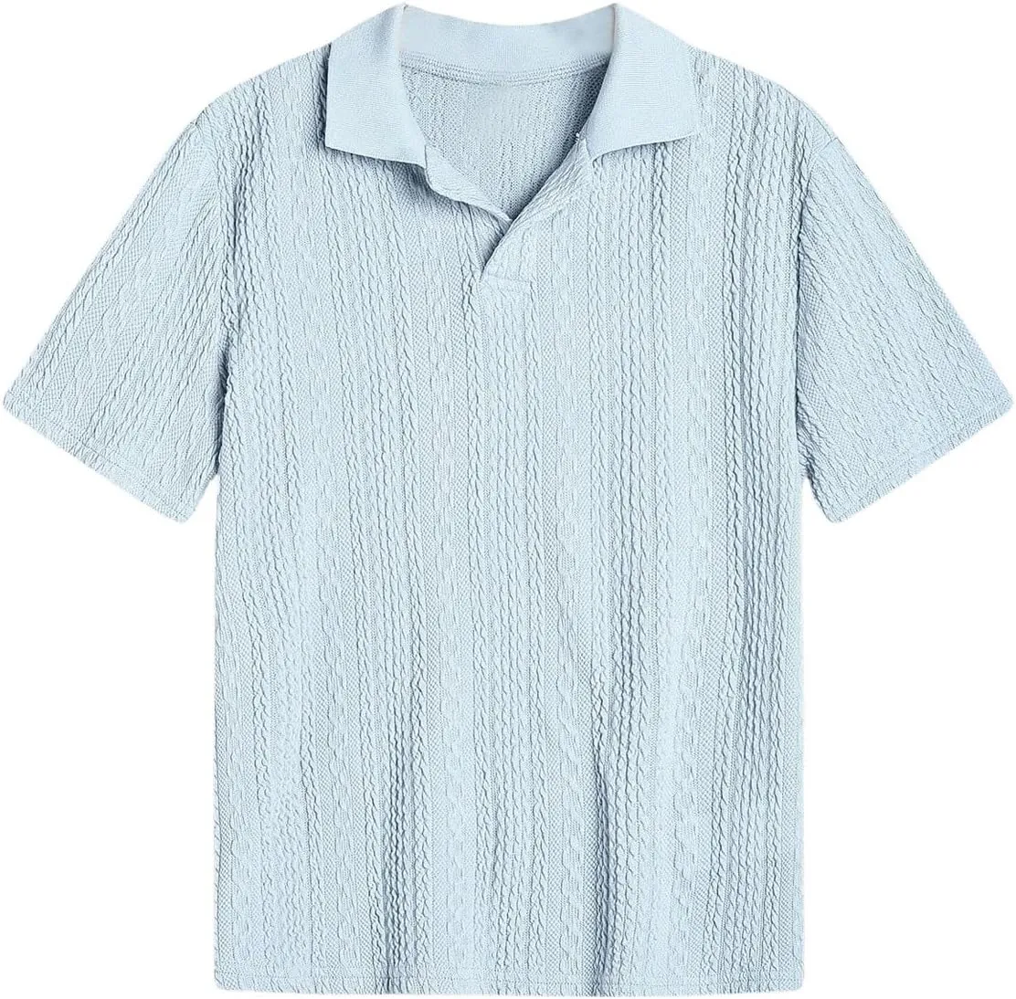 OYOANGLE Boy's Short Sleeve Collar Neck Cable Knitted Solid Plain Golf Uniform Shirt