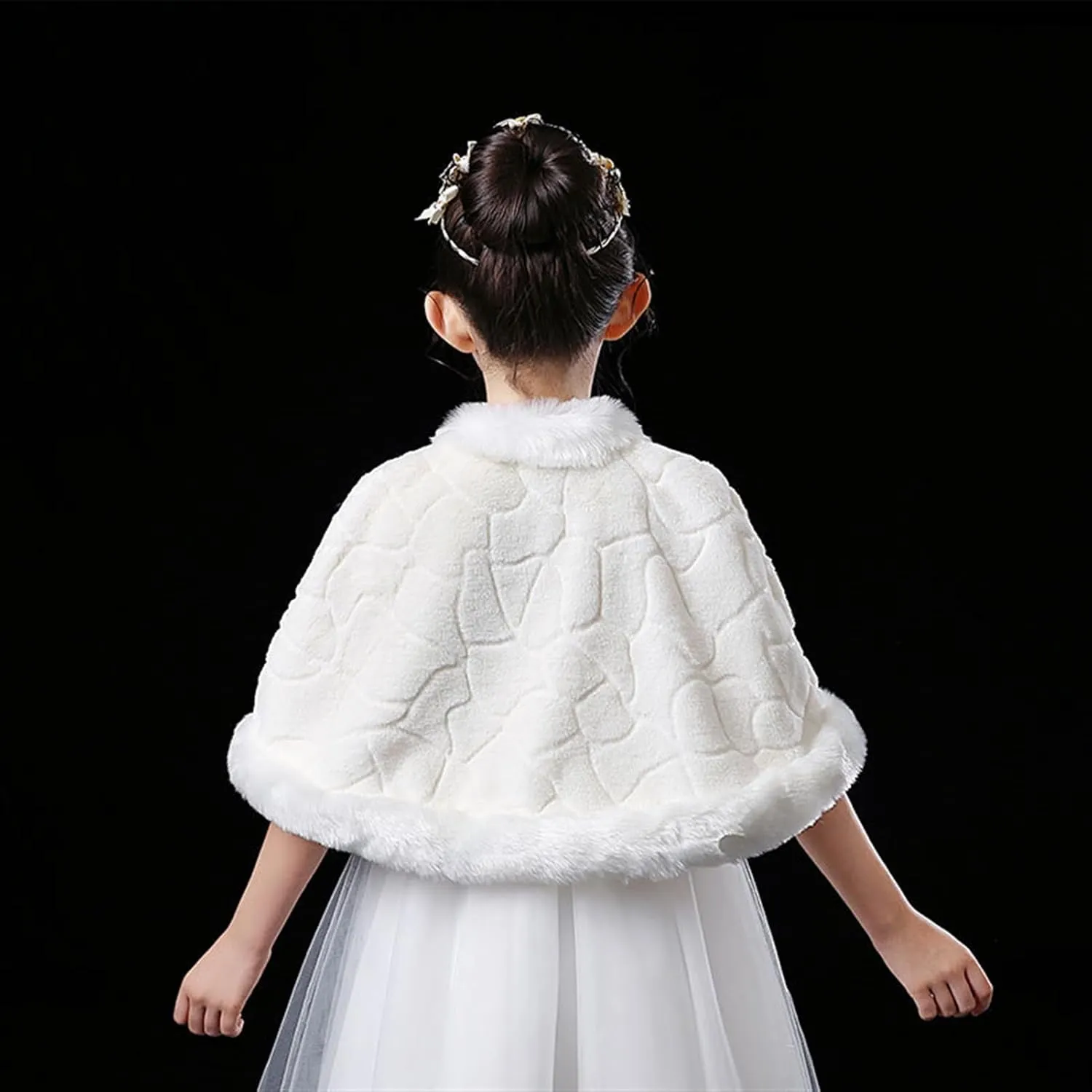 SK Studio Girls Faux Fur Wraps Shawl Girl Bolero Shrug Princess Cape Party Dress Up Jacket