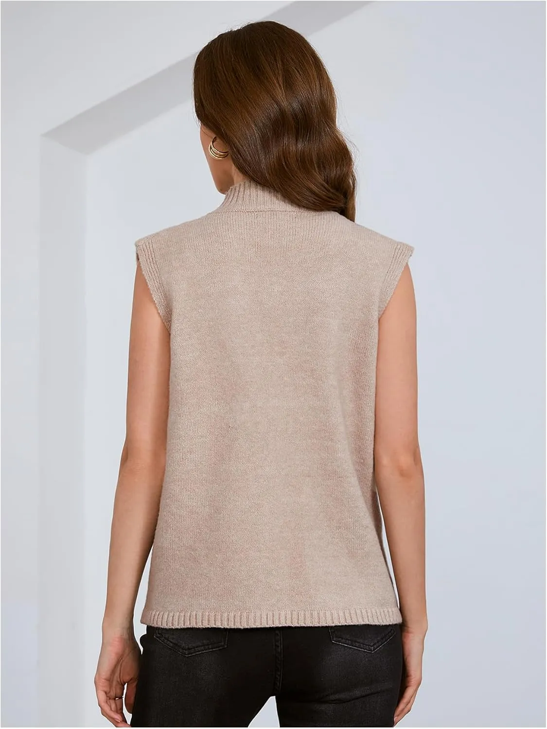 Verdusa Women's Mock Neck Sleeveless Split Wrap Sweater Vest Pullovers