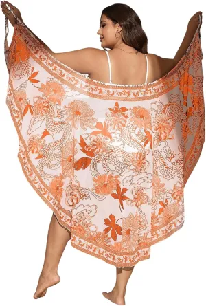 Verdusa Women's Plus Size Sarong Wraps Floral Bathing Suit Cover Up Asymmetrical Sleeveless Dress