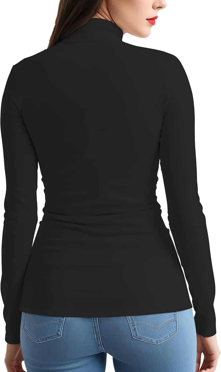 Womens Long Sleeve Turtleneck T-Shirts Mock Neck Underwear Fall Winter Fashion Base Layer Casual Lightweight Soft Tops