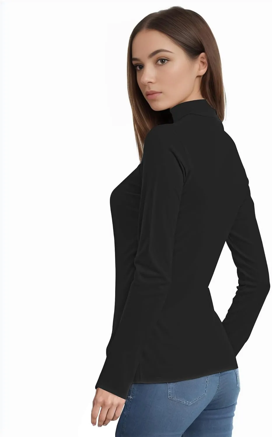 Womens Long Sleeve Turtleneck T-Shirts Mock Neck Underwear Fall Winter Fashion Base Layer Casual Lightweight Soft Tops